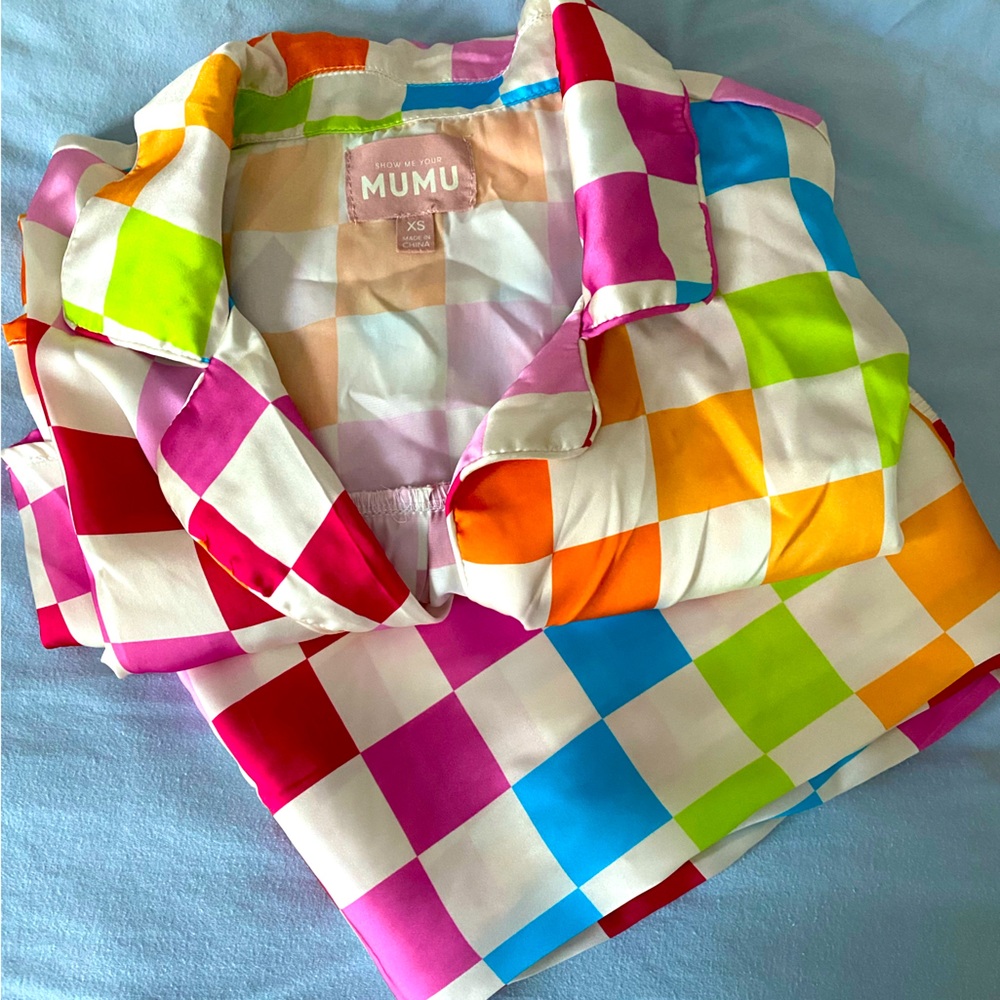 Show Me Your Mumu multi checker pajamas set size XS